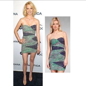 BCBG Strapless Parisian Pink Combo Ruched Mini SZ6